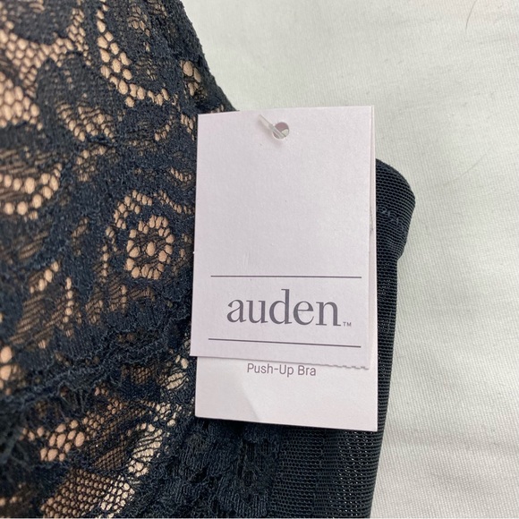 Auden The Sublime Bra 46D Black Lace Plunge Coverage Push Up Underwire NEW - Picture 5 of 12